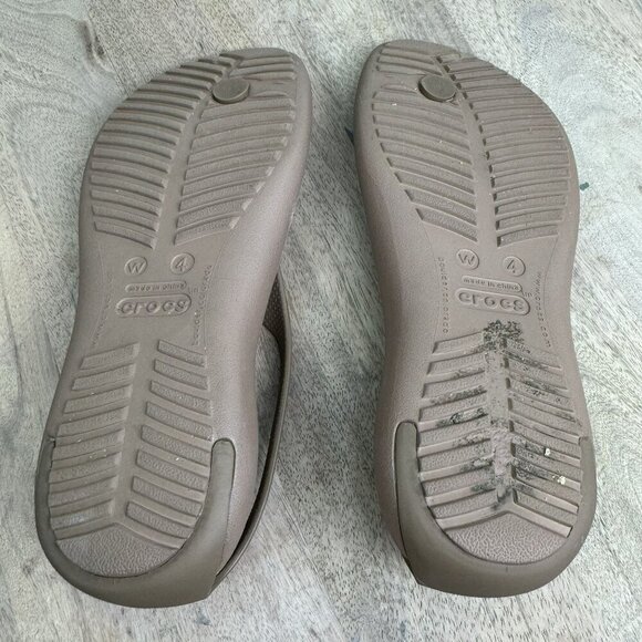 Crocs Serena Thong Sandals Flip flops Brown Size 4 - Picture 5 of 5